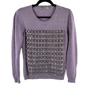 Mary Katrantzou - Crystal Flower Knit Sweater  Top - Lilac, Purple, Grey - S